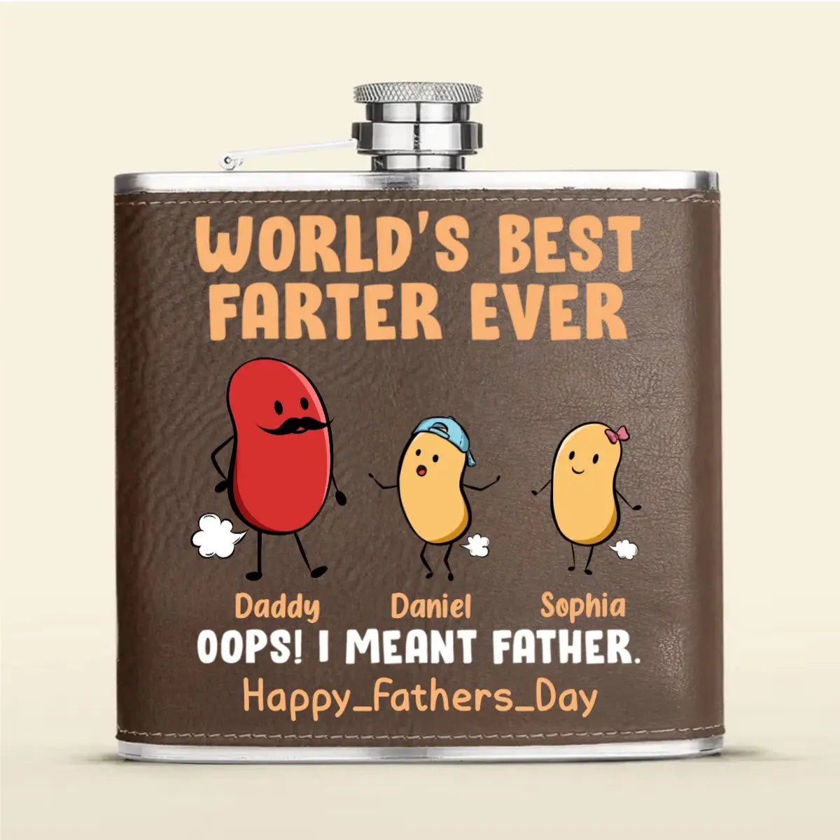 Family - Funny Gift World's Best Farter Ever - Personalized Leather Flask Leather Flask The Next Custom Gift