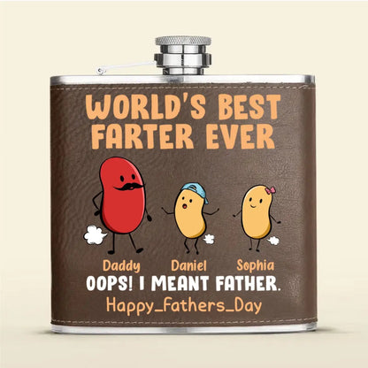 Family - Funny Gift World's Best Farter Ever - Personalized Leather Flask Leather Flask The Next Custom Gift