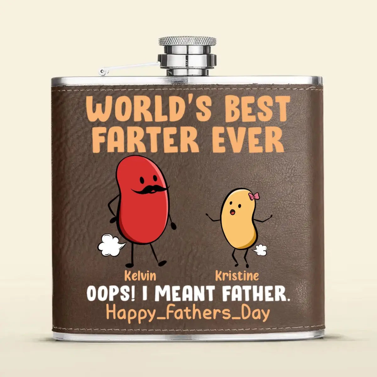 Family - Funny Gift World's Best Farter Ever - Personalized Leather Flask Leather Flask The Next Custom Gift