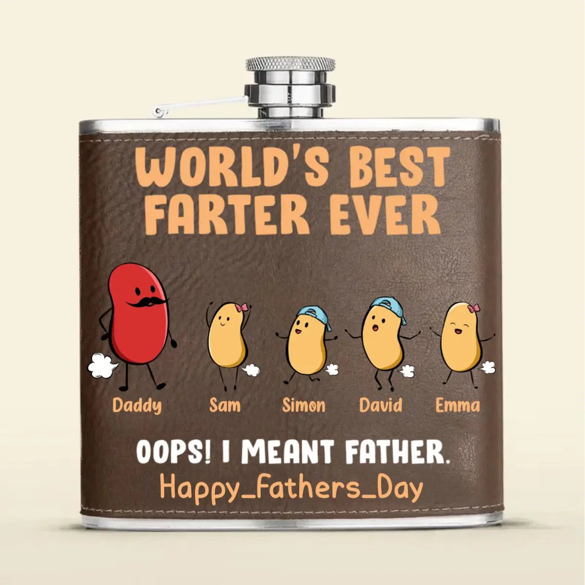 Family - Funny Gift World's Best Farter Ever - Personalized Leather Flask Leather Flask The Next Custom Gift