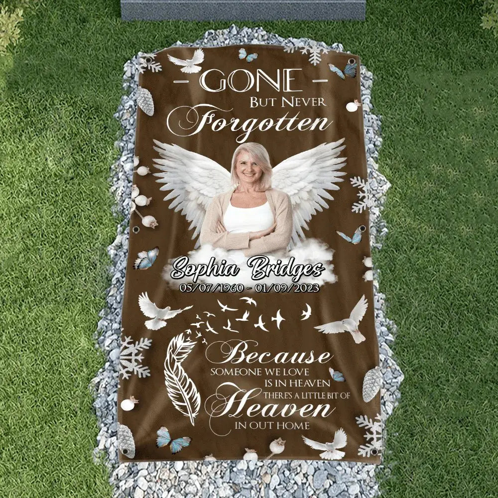 Family - Gone But Never Forgotten Grave Memorial - Personalized Photo Blanket Blanket The Next Custom Gift