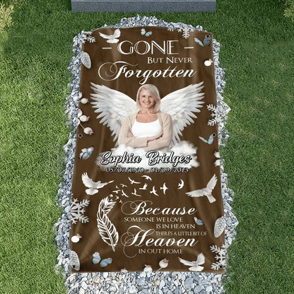 Family - Gone But Never Forgotten Grave Memorial - Personalized Photo Blanket Blanket The Next Custom Gift