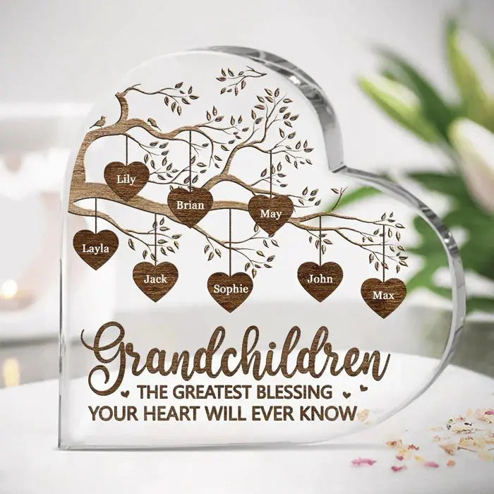 Family - Grandchildren The Greatest Blessing - Personalized Heart Shape Acrylic - Personalized Heart Shaped Acrylic (AQ) Acrylic Plaque The Next Custom Gift