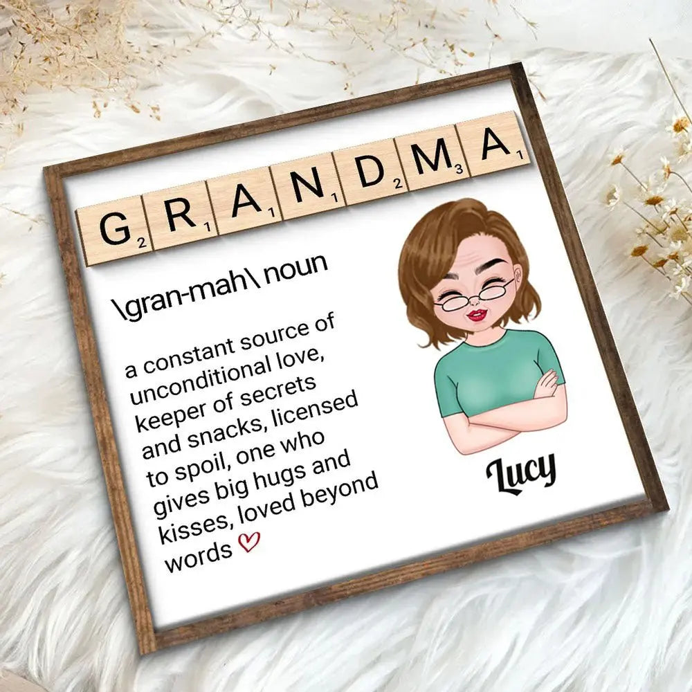 Family- Grandma Definition - Personalized 2-Layer Wooden Plaque Wooden Plaque The Next Custom Gift