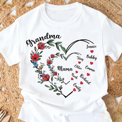 Family - Grandma Floral Heart Shirt - Personalized T-shirt, Hoodie, Sweatshirt Shirts & Tops The Next Custom Gift