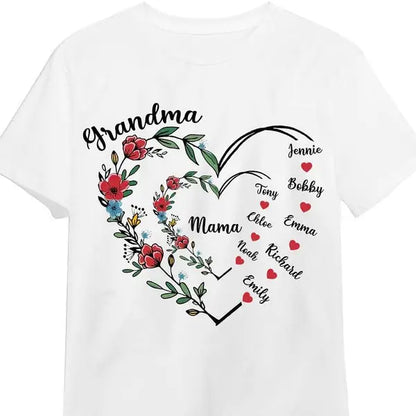 Family - Grandma Floral Heart Shirt - Personalized T-shirt, Hoodie, Sweatshirt Shirts & Tops The Next Custom Gift