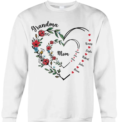 Family - Grandma Floral Heart Shirt - Personalized T-shirt, Hoodie, Sweatshirt Shirts & Tops The Next Custom Gift