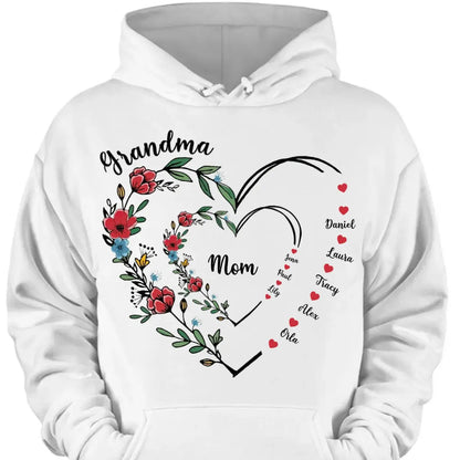 Family - Grandma Floral Heart Shirt - Personalized T-shirt, Hoodie, Sweatshirt Shirts & Tops The Next Custom Gift