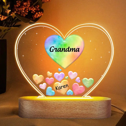 Family - Grandma Mom Hearts In Heart - Personalized Shaped 3D LED Light Acrylic  The Next Custom Gift