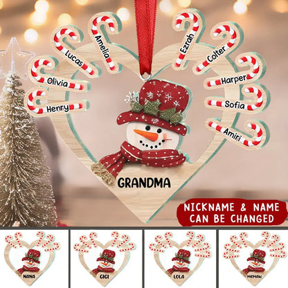 Family - Grandma Snowman Heart - Personalized Ornament Ornament The Next Custom Gift