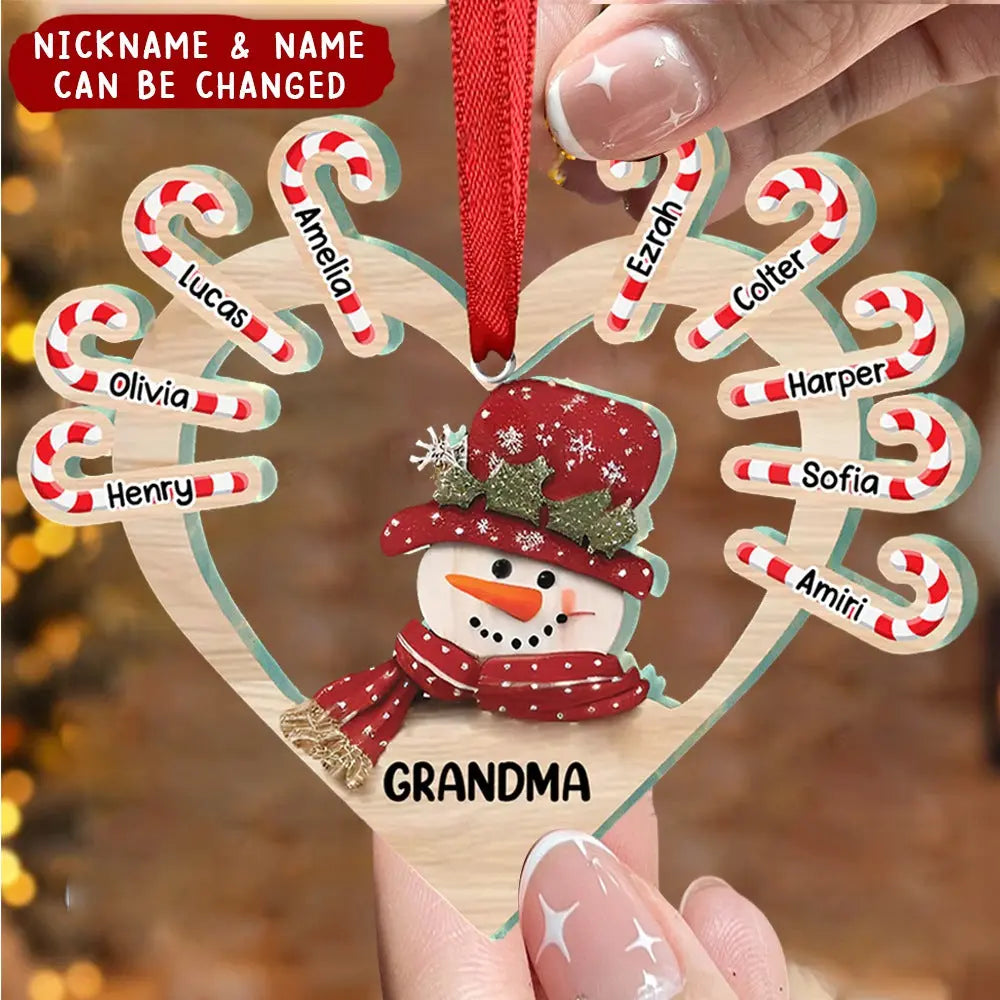 Family - Grandma Snowman Heart - Personalized Ornament Ornament The Next Custom Gift