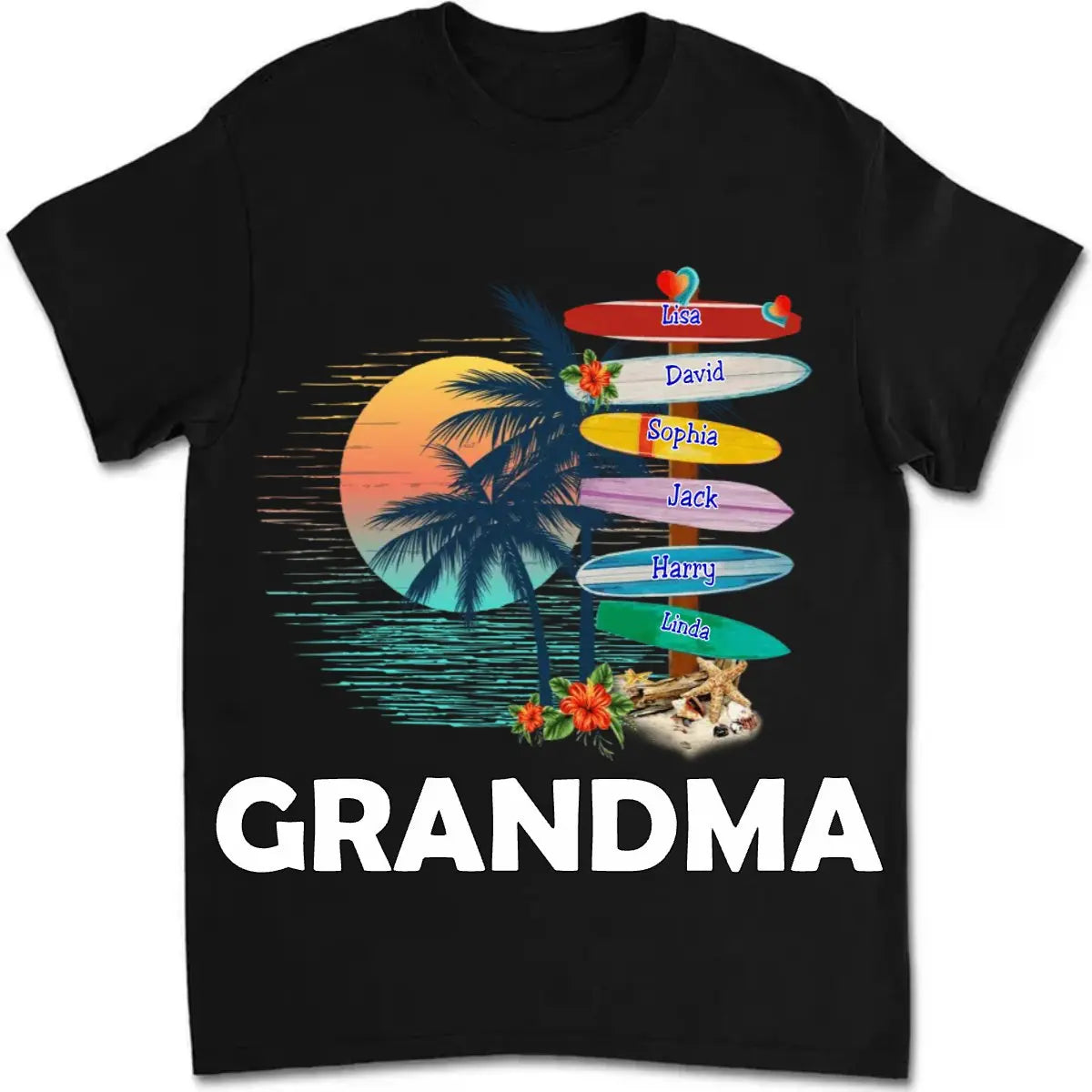 Family - Grandma Surfboards Summer Vacation - Personalized T-Shirt (TL)  The Next Custom Gift