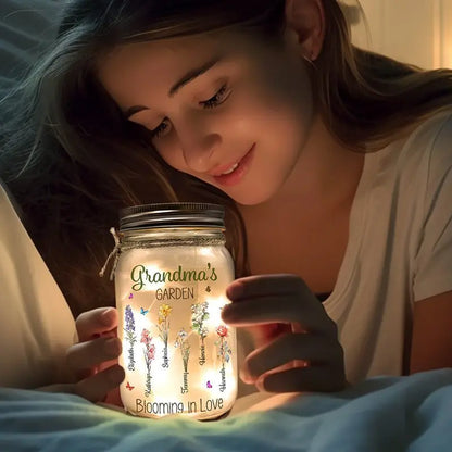 Family - Grandma's Garden Is Grown With Seeds Of Love - Personalized Mason Jar Light Mason Jar Light The Next Custom Gift