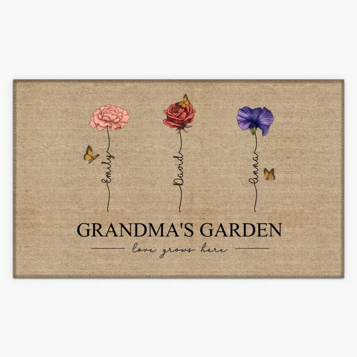 Family - Grandma's Garden Love Grows Here - Personalized Doormat Doormat The Next Custom Gift