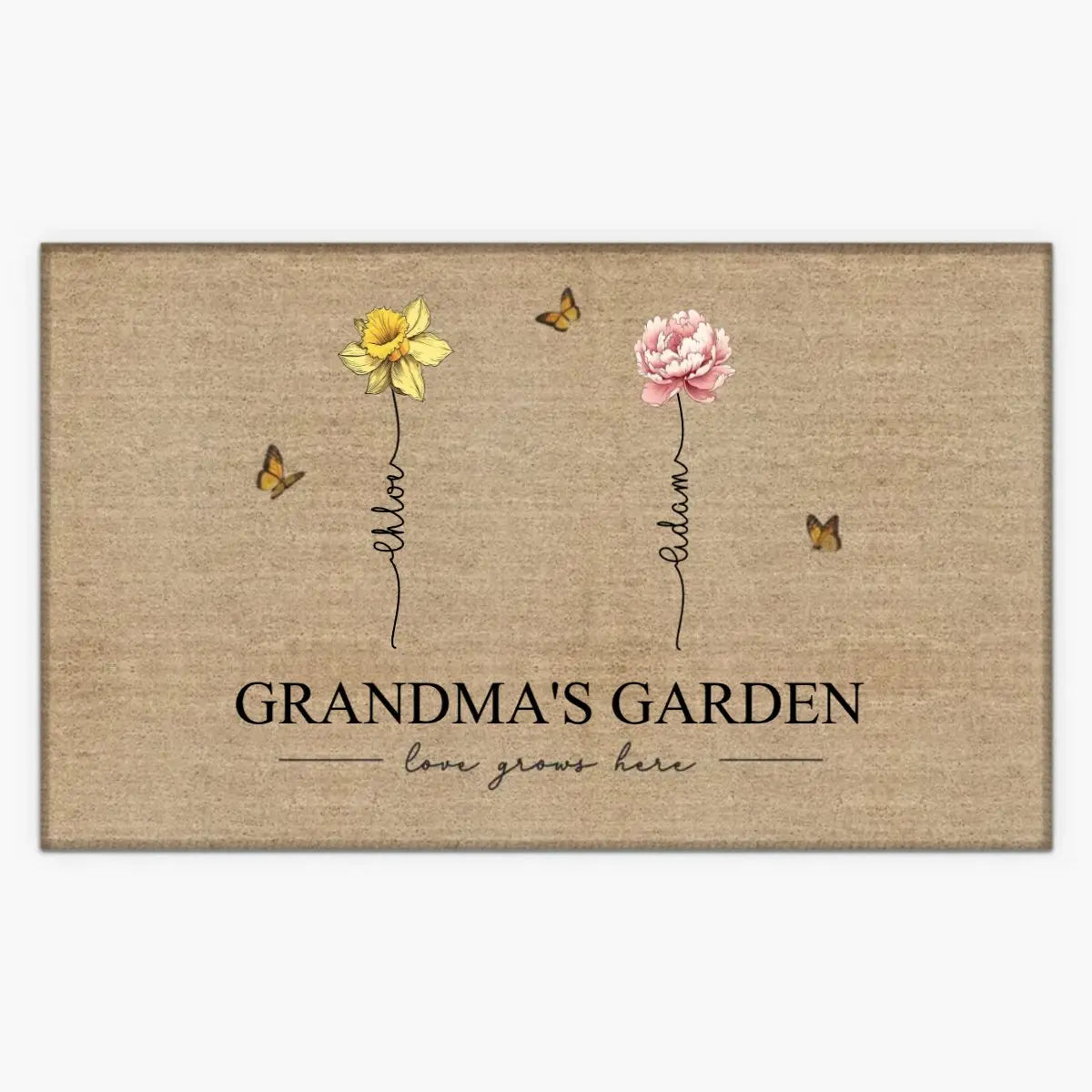 Family - Grandma's Garden Love Grows Here - Personalized Doormat Doormat The Next Custom Gift