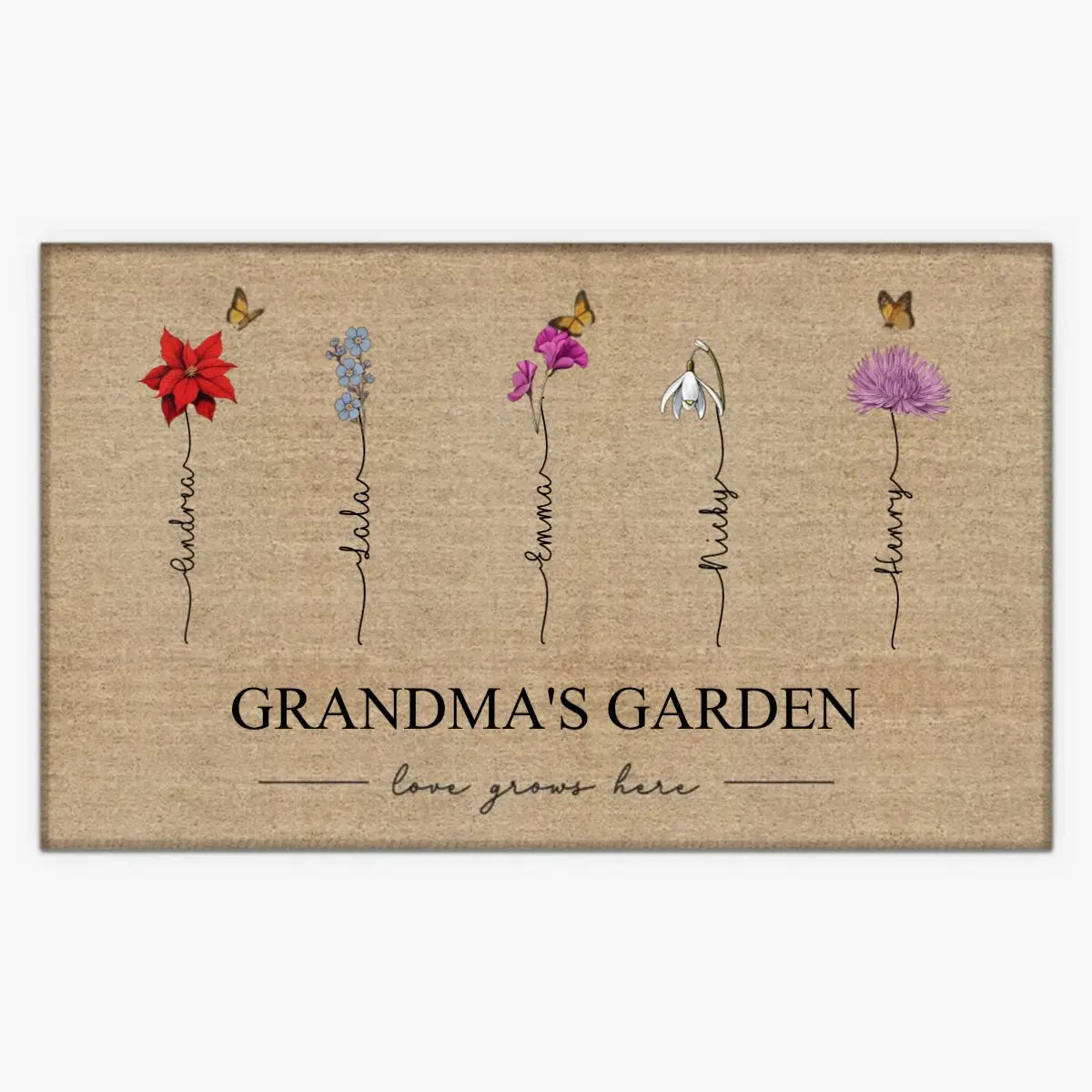 Family - Grandma's Garden Love Grows Here - Personalized Doormat Doormat The Next Custom Gift