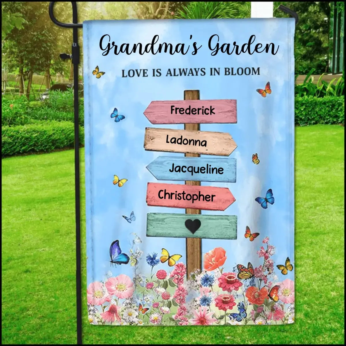 Family - Grandma's Garden Love Is Always In Bloom - Personalized Flag Flag The Next Custom Gift