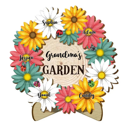 Family - Grandma's Garden - Personalized 2-Layered Wooden Plaque With Stand(AQ)  The Next Custom Gift