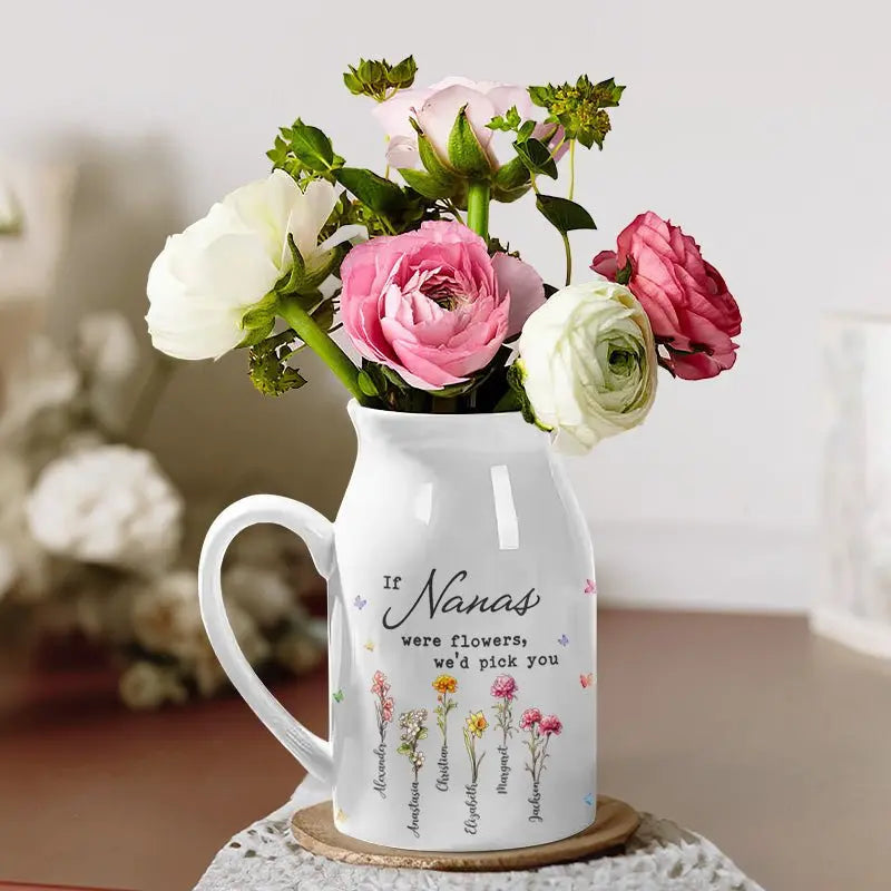 Family - Grandma's Love Brings Blossoms To Life - Personalized Flower Vase Ceramic Flower Vase The Next Custom Gift