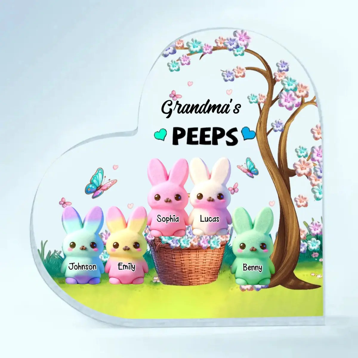 Family - Grandma's Peeps - Personalized Heart Acrylic Plaque Acrylic Plaque The Next Custom Gift