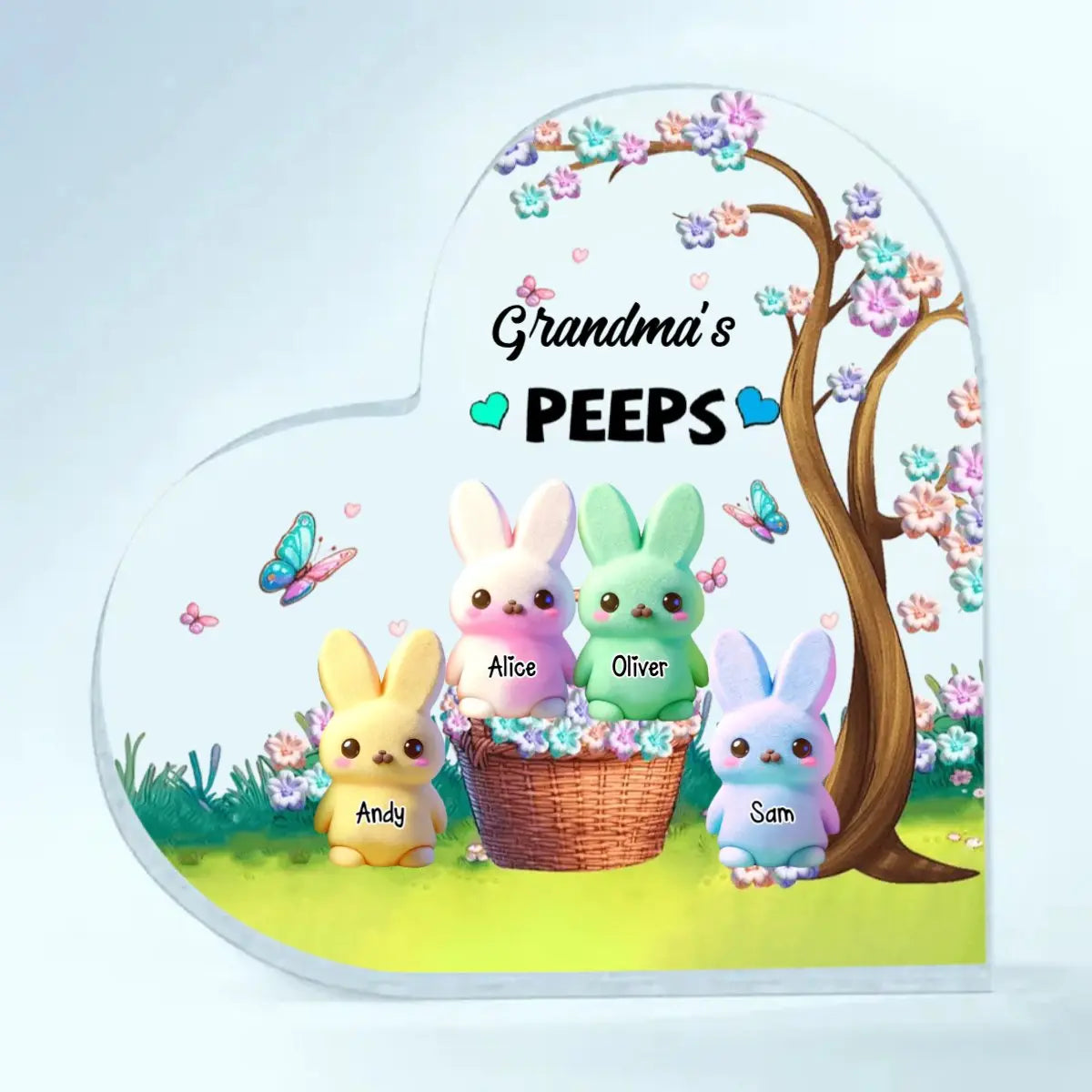 Family - Grandma's Peeps - Personalized Heart Acrylic Plaque Acrylic Plaque The Next Custom Gift