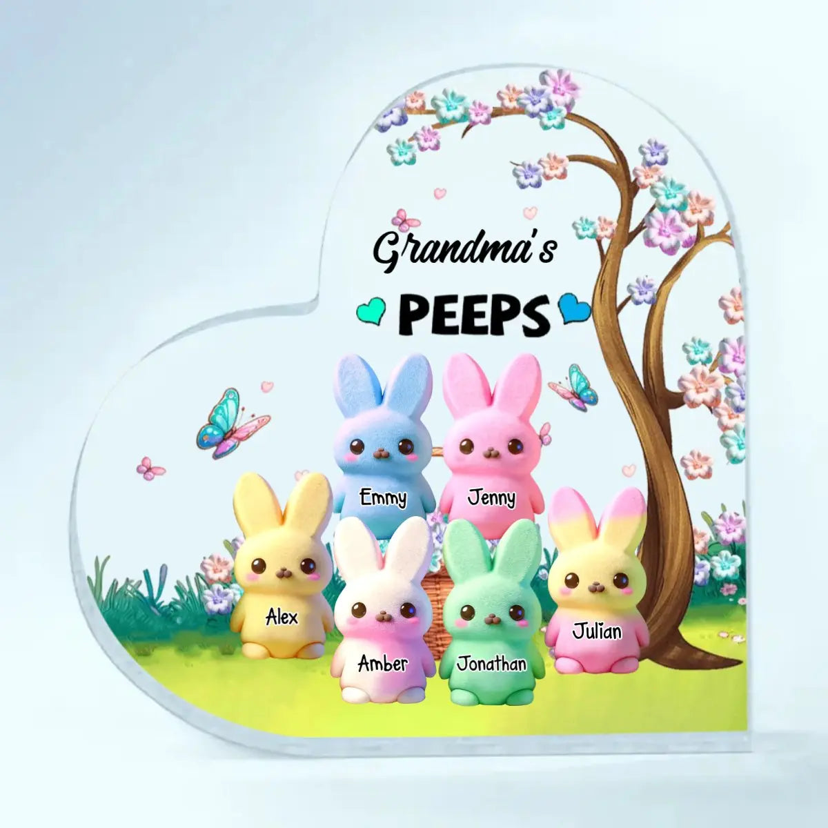 Family - Grandma's Peeps - Personalized Heart Acrylic Plaque Acrylic Plaque The Next Custom Gift