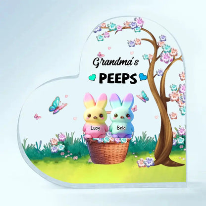 Family - Grandma's Peeps - Personalized Heart Acrylic Plaque Acrylic Plaque The Next Custom Gift