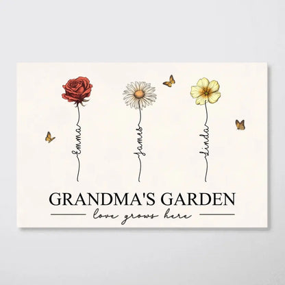 Family - Grandmaâ€˜s Garden Love Grows Here Beautiful Birth Month Flower - Personalized Poster Poster The Next Custom Gift