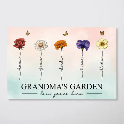 Family - Grandmaâ€˜s Garden Love Grows Here Beautiful Birth Month Flower - Personalized Poster Poster The Next Custom Gift