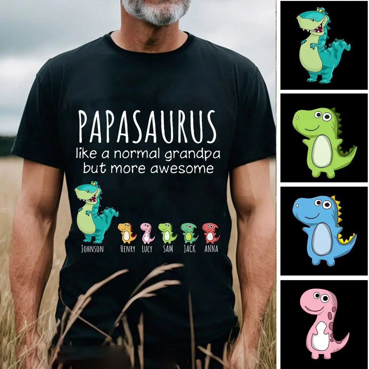 Family - Grandpasaurus And Kids - Personalized Unisex T-Shirt (HJ) T-shirt The Next Custom Gift