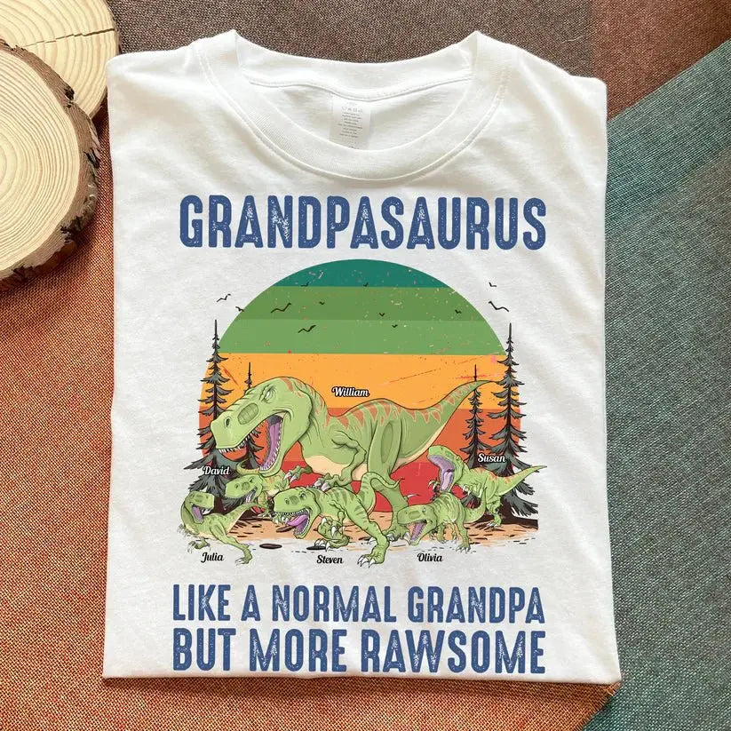 Family - Grandpasaurus Like A Normal Grandpa - Personalized Photo Shirt T-shirt The Next Custom Gift