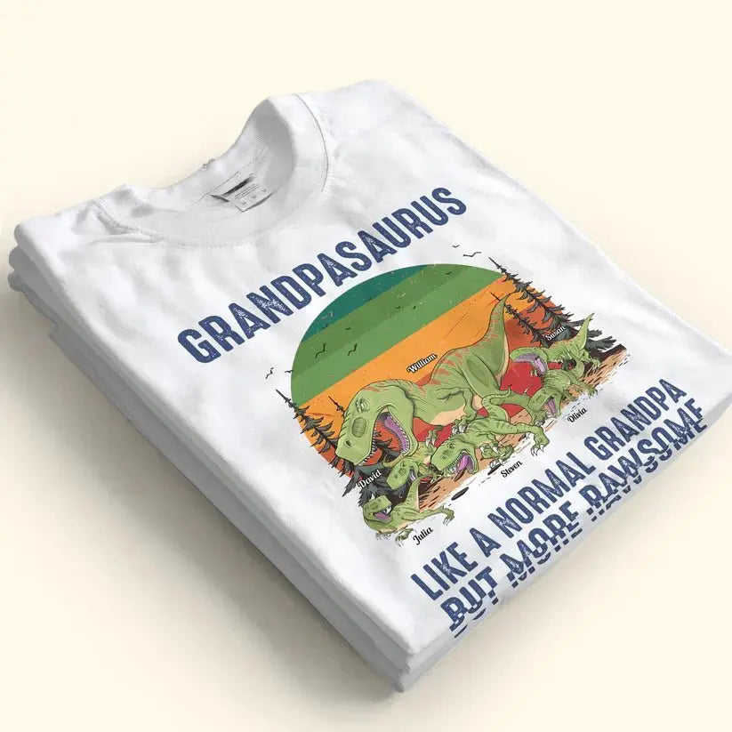 Family - Grandpasaurus Like A Normal Grandpa - Personalized Photo Shirt T-shirt The Next Custom Gift