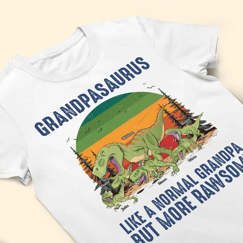 Family - Grandpasaurus Like A Normal Grandpa - Personalized Photo Shirt T-shirt The Next Custom Gift