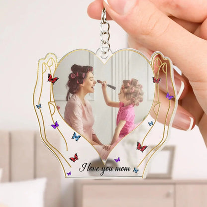 Family - Hands Holding Love - Personalized Acrylic Keychain (AB) Acrylic Plaque The Next Custom Gift