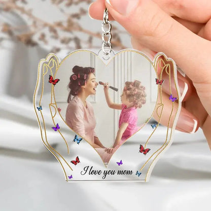 Family - Hands Holding Love - Personalized Acrylic Keychain (AB) Acrylic Plaque The Next Custom Gift