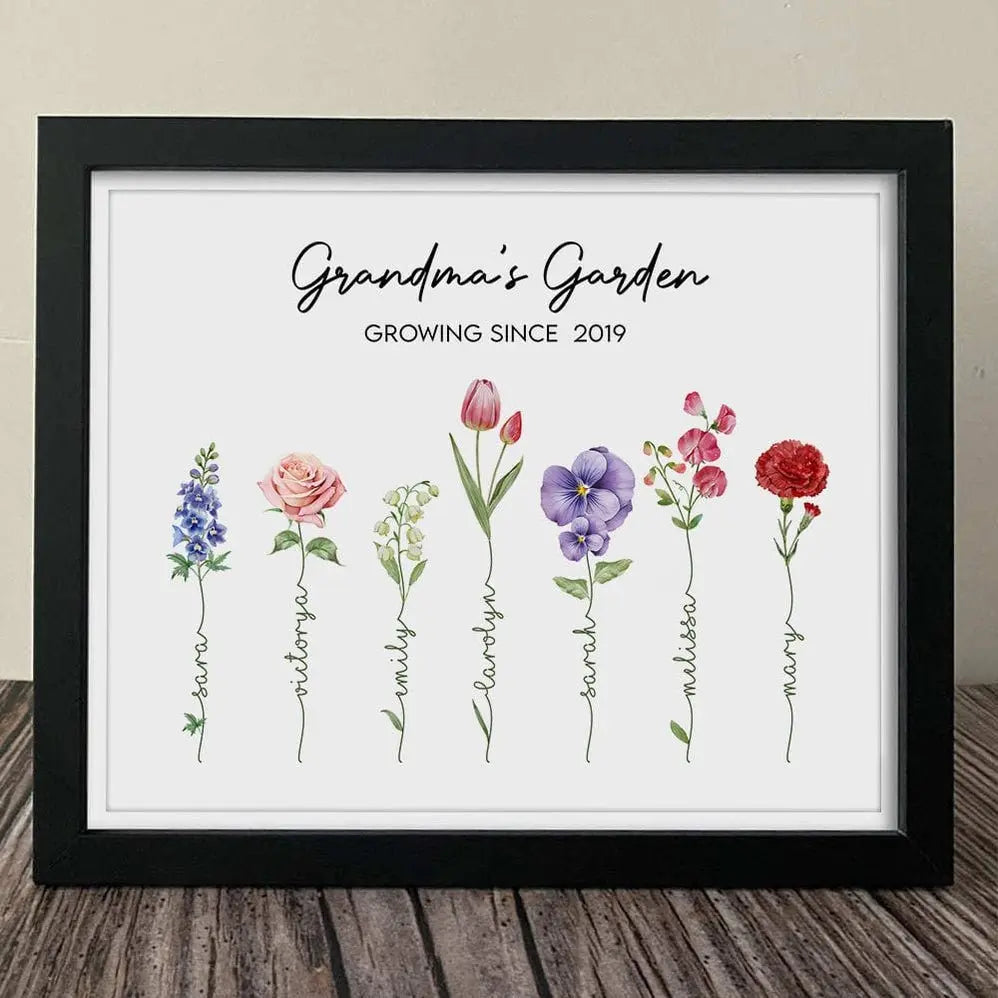 Family - Happy Mother's Day Grandma's Garden Family - Personalized Picture Frame Poster The Next Custom Gift