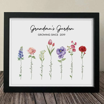 Family - Happy Mother's Day Grandma's Garden Family - Personalized Picture Frame Poster The Next Custom Gift