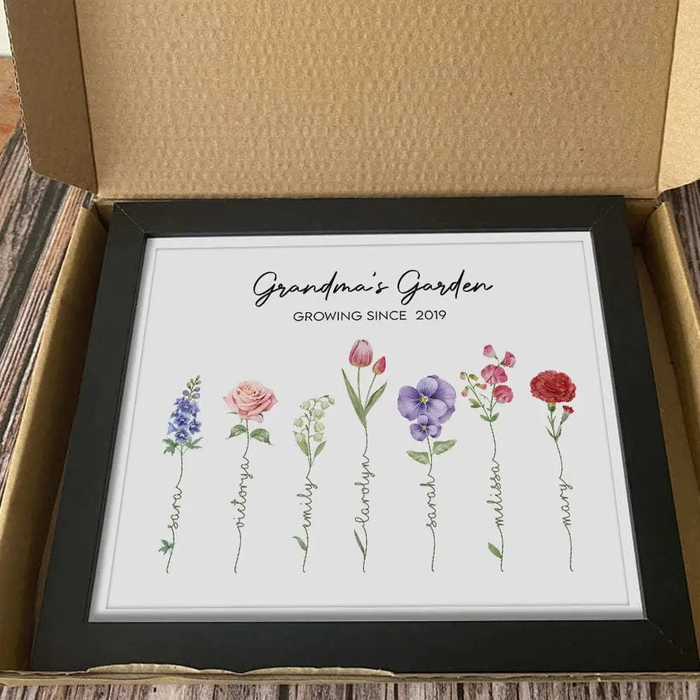 Family - Happy Mother's Day Grandma's Garden Family - Personalized Picture Frame Poster The Next Custom Gift