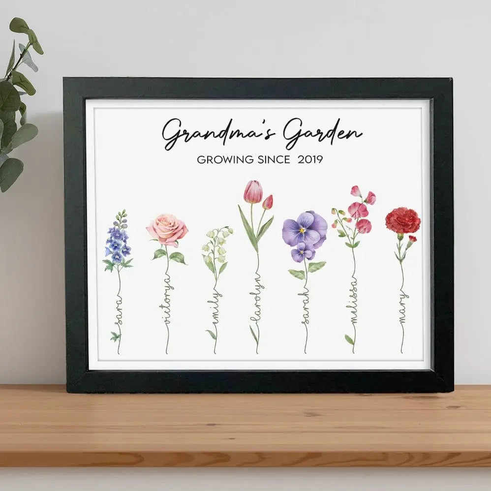 Family - Happy Mother's Day Grandma's Garden Family - Personalized Picture Frame Poster The Next Custom Gift