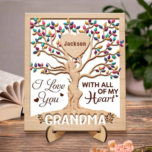 Family - Heart Tree Mom Thank You For Helping Us Grow - Personalized Wooden Plaque Wooden Plaque The Next Custom Gift