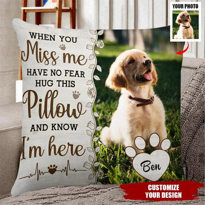 Family - Hug This Pillow And Know I'm Here  - Personalized Photo Pillow Pillow The Next Custom Gift