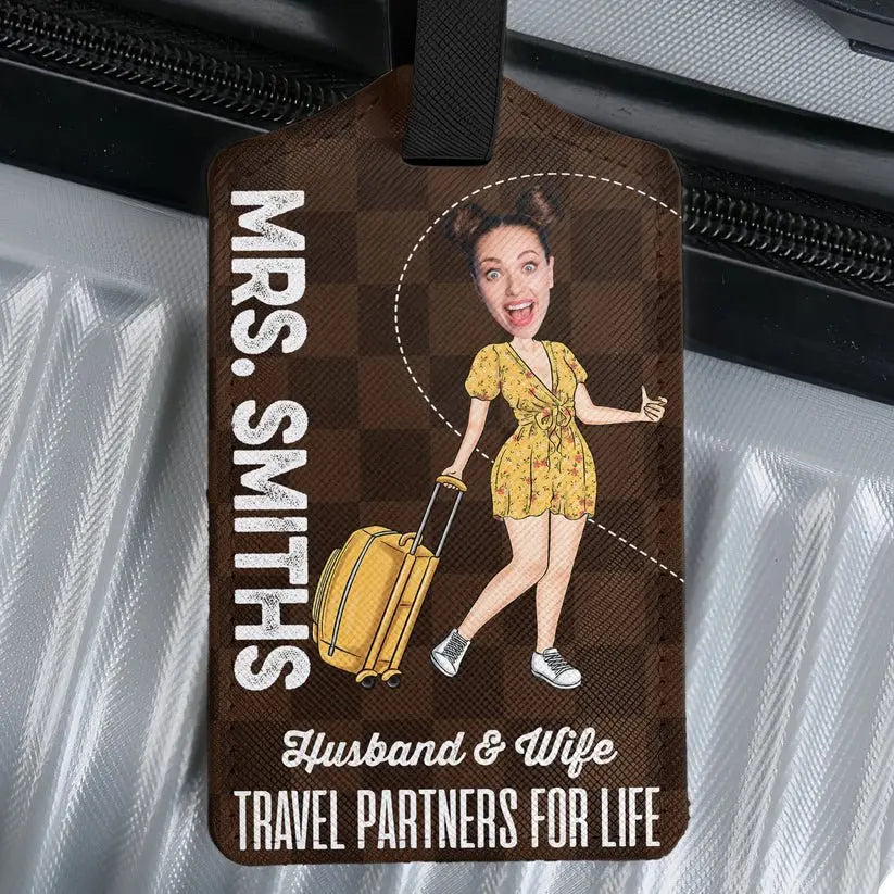 Family - Husband & Wife Travel Partners For Life - Personalized Luggage Tag (HJ) Luggage Tag The Next Custom Gift