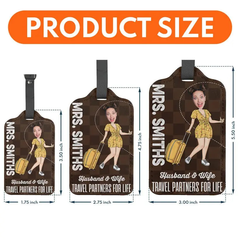 Family - Husband & Wife Travel Partners For Life - Personalized Luggage Tag (HJ) Luggage Tag The Next Custom Gift