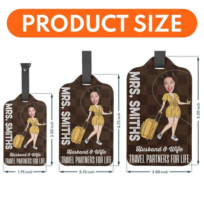 Family - Husband & Wife Travel Partners For Life - Personalized Luggage Tag (HJ) Luggage Tag The Next Custom Gift