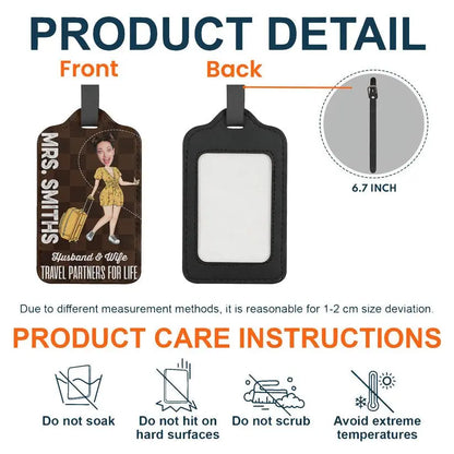 Family - Husband & Wife Travel Partners For Life - Personalized Luggage Tag (HJ) Luggage Tag The Next Custom Gift