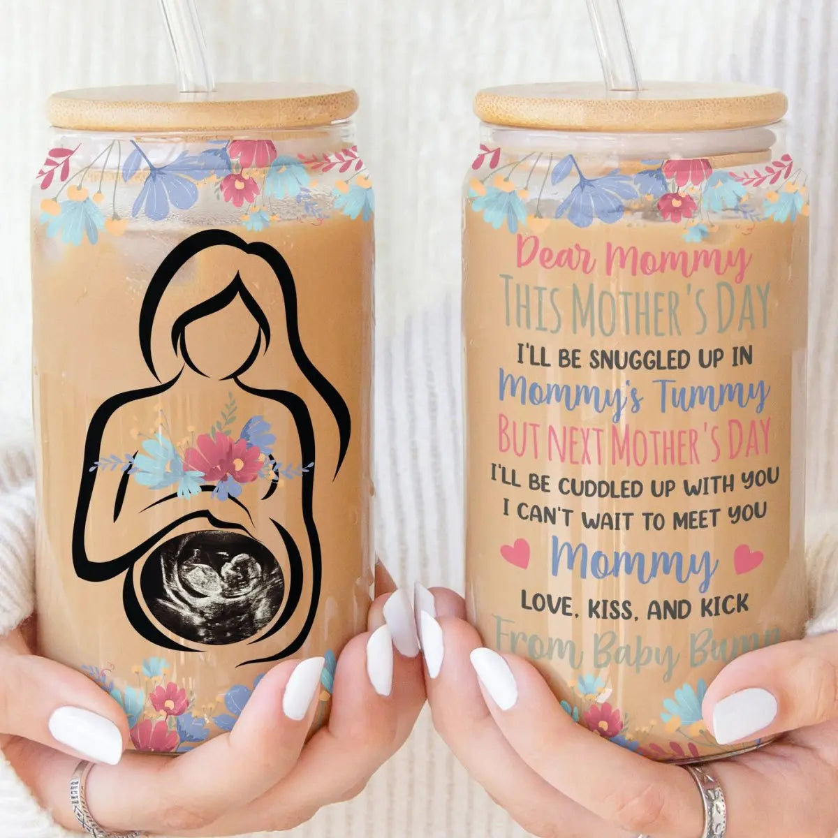 Family - I Can't Wait To Meet You Mommy - Personalized Clear Glass Can (LH) Glass Can The Next Custom Gift