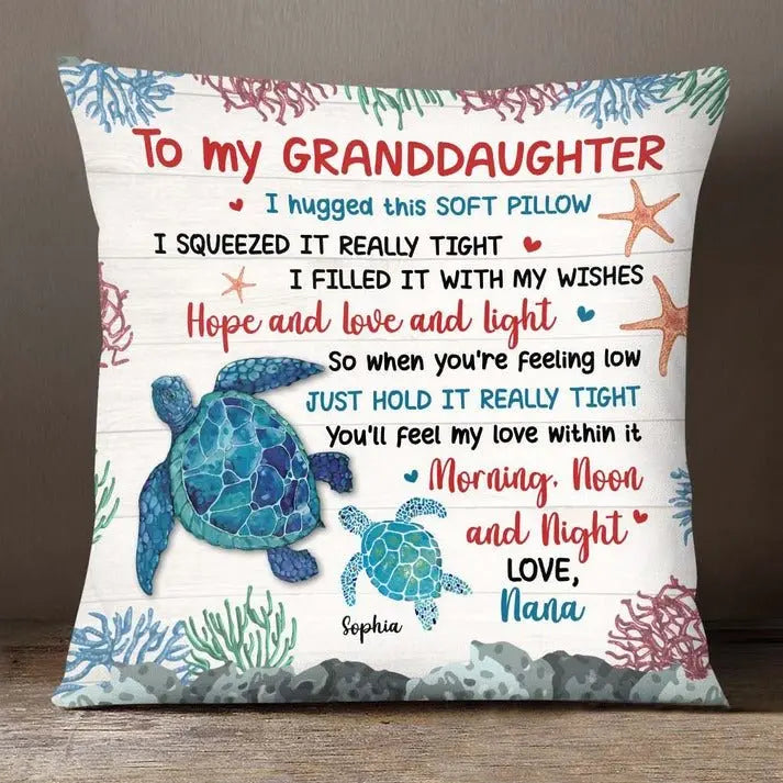 Family - I Hugged This Soft Turtle Pillow Gift For Daughter Granddaughter - Personalized Pillow Pillow The Next Custom Gift