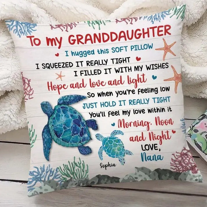 Family - I Hugged This Soft Turtle Pillow Gift For Daughter Granddaughter - Personalized Pillow Pillow The Next Custom Gift