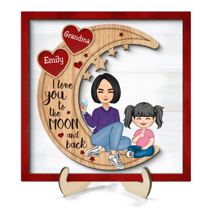 Family - I Love You To The Moon And Back - Personalized Wooden Plaque - The Next Custom Gift  Wooden Plaque