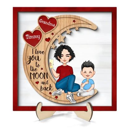 Family - I Love You To The Moon And Back - Personalized Wooden Plaque - The Next Custom Gift  Wooden Plaque